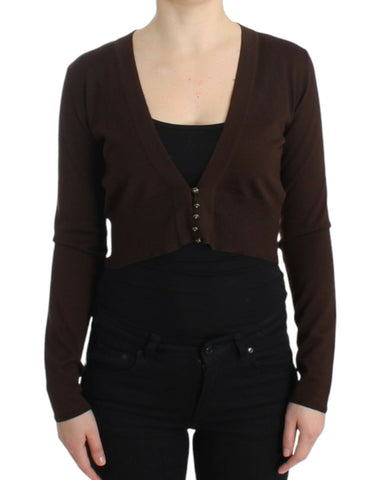 Brown cropped wool cardigan Cavalli