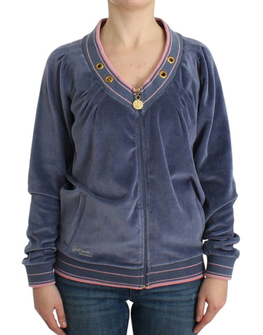Blue velvet zipup sweater Cavalli