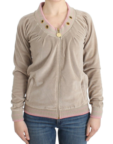 Beige velvet zipup sweater Cavalli