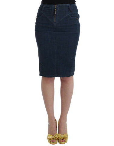 Blue corduroy pencil skirt Cavalli