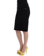 Black Corduroy Pencil Skirt Cavalli