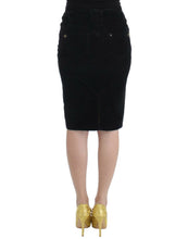 Black Corduroy Pencil Skirt Cavalli