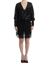 Black long sleeve silk dress Cavalli