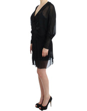 Black long sleeve silk dress Cavalli