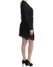 Black long sleeve silk dress Cavalli