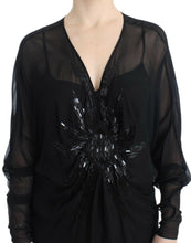 Black long sleeve silk dress Cavalli