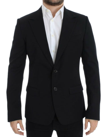 Black wool slim fit blazer Dolce & Gabbana