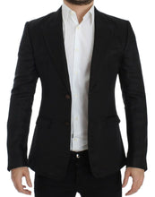 Black silk slim fit blazer Dolce & Gabbana