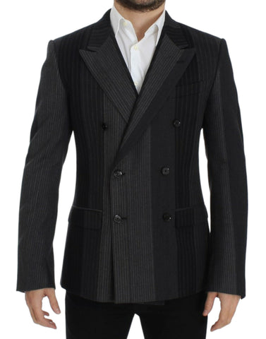 Gray striped wool stretch blazer Dolce & Gabbana