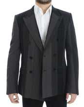 Gray striped wool stretch blazer Dolce & Gabbana