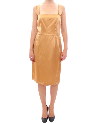 Bronze silk sheath dress Dolce & Gabbana