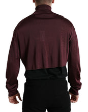 Dolce & Gabbana Maroon Viscose Turtleneck Pullover Sweater