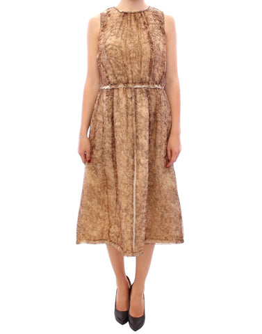 Brown sleeveless silk dress Dolce & Gabbana