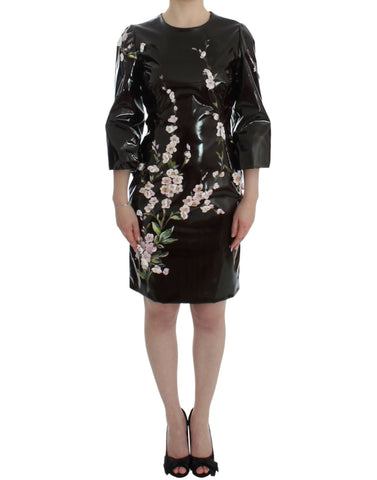Black floral 3/4 Sleeve sheath dress Dolce & Gabbana