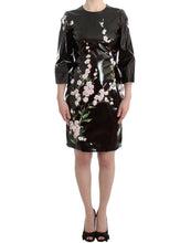 Black patent floral HANDPAINTED dress Dolce & Gabbana