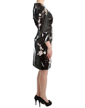 Black patent floral HANDPAINTED dress Dolce & Gabbana
