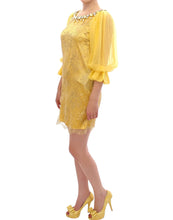 Yellow lace crystal mini dress Dolce & Gabbana