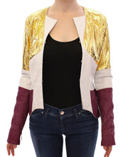 White Gold Purple Leather Jacket Vladimiro Gioia
