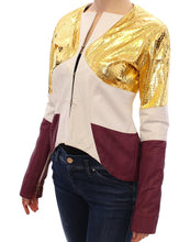 White Gold Purple Leather Jacket Vladimiro Gioia