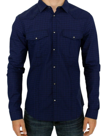 Blue checkered cotton shirt Costume National