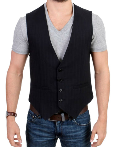 Black striped cotton casual vest Costume National