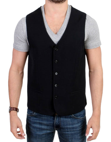 Black wool blend casual vest Costume National