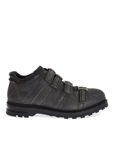 Gray Leather Ankle Strap Shoes Boots Dolce & Gabbana