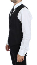 Black Striped Stretch Dress Vest Gilet Dolce & Gabbana