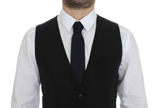 Black Wool Formal Dress Vest Gilet Jacket Dolce & Gabbana