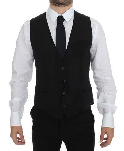 Black Wool Formal Dress Vest Gilet Jacket Dolce & Gabbana