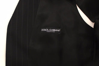 Black Striped Wool Silk Dress Vest Gilet Dolce & Gabbana