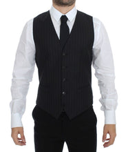 Black Striped Wool Silk Dress Vest Gilet Dolce & Gabbana