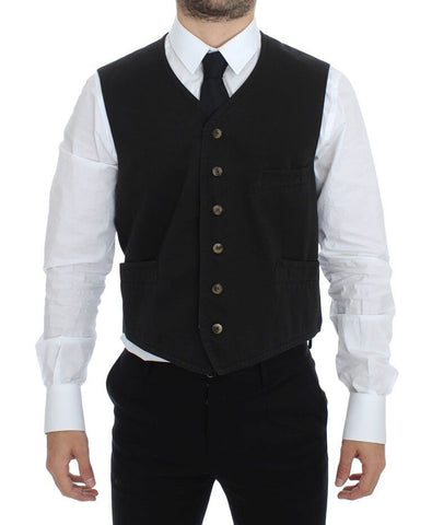 Black Cotton Blend Dress Vest Gilet Dolce & Gabbana