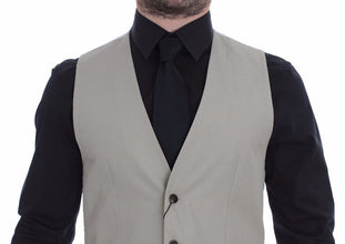 Beige Silk Blend Dress Formal Vest Gilet Dolce & Gabbana