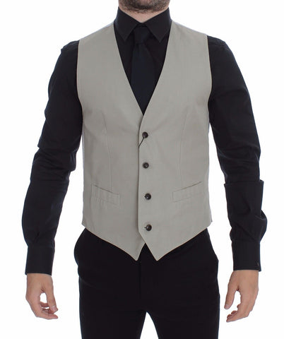Beige Silk Blend Dress Formal Vest Gilet Dolce & Gabbana