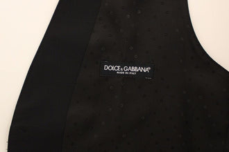 Black Wool Silk Stretch Dress Vest Blazer Dolce & Gabbana