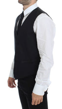 Black Wool Silk Stretch Dress Vest Blazer Dolce & Gabbana