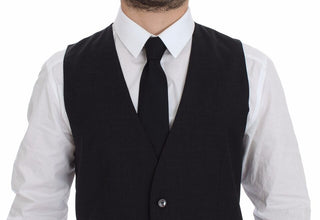 Gray Slim Fit Button Front Dress Formal Vest Dolce & Gabbana