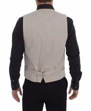 Beige Cotton Slim Fit Button Front Dress Vest Dolce & Gabbana