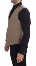 Beige Cotton Slim Fit Button Front Dress Vest Dolce & Gabbana