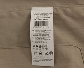 Beige Cotton Slim Fit Button Front Dress Vest Dolce & Gabbana