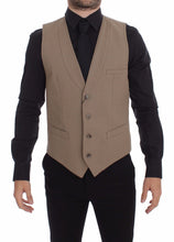 Beige Cotton Slim Fit Button Front Dress Vest Dolce & Gabbana