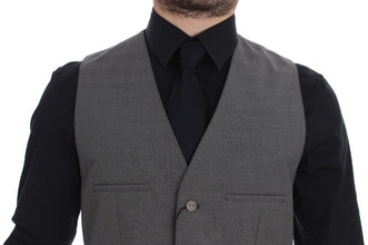 Gray Cotton Slim Fit Button Front Dress Vest Dolce & Gabbana