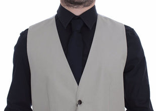 Beige Cotton Silk Blend Dress Vest Blazer Dolce & Gabbana