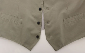 Beige Cotton Silk Blend Dress Vest Blazer Dolce & Gabbana