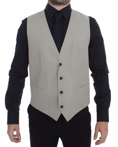 Beige Cotton Silk Blend Dress Vest Blazer Dolce & Gabbana