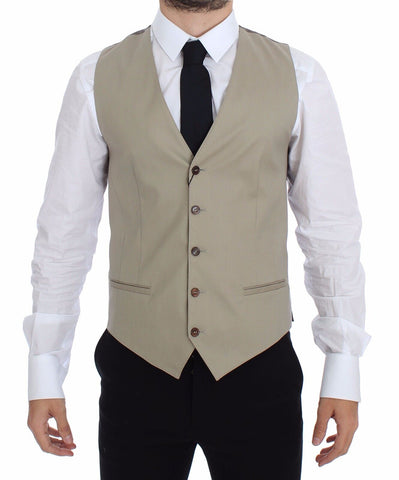 Beige Cotton Dress Vest Blazer Jacket Dolce & Gabbana