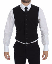 Black Flax Cotton Dress Vest Blazer Dolce & Gabbana
