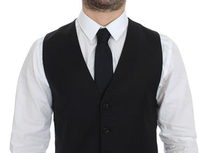 Black Wool Silk Stretch Dress Vest Blazer Dolce & Gabbana