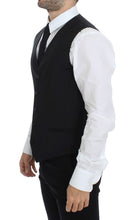 Black Wool Silk Stretch Dress Vest Blazer Dolce & Gabbana